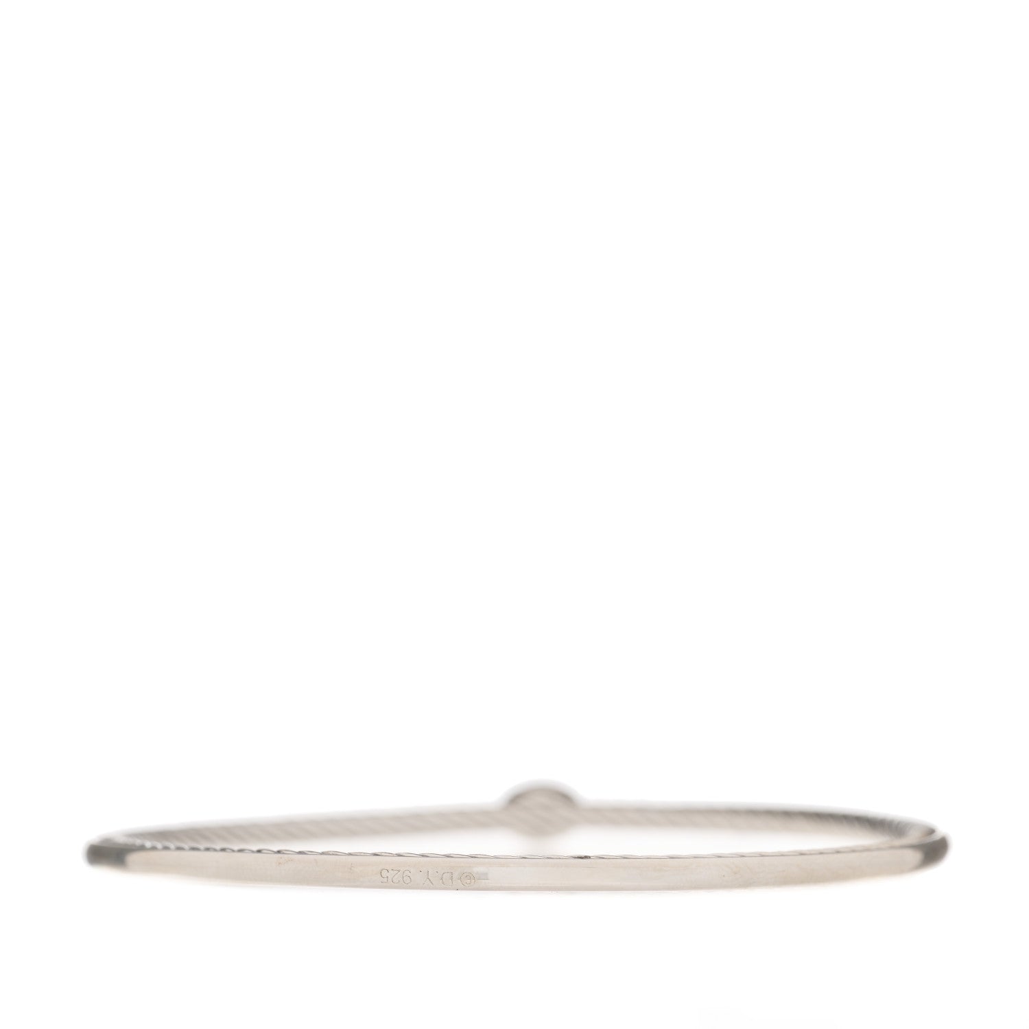 David Yurman Sterling Silver Diamond 3mm Oval Cable Bangle Bracelet 2 of 3