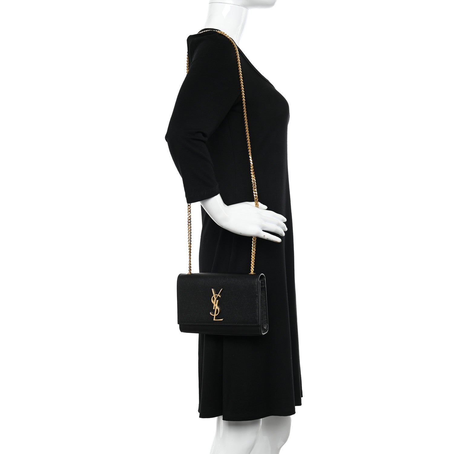 Saint Laurent Grain De Poudre Small Monogram Kate Satchel Black 2 of 11