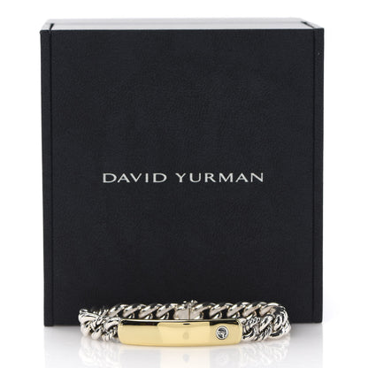 David Yurman Sterling Silver 18K Yellow Gold Belmont Curb Link ID Bracelet 6 of 6