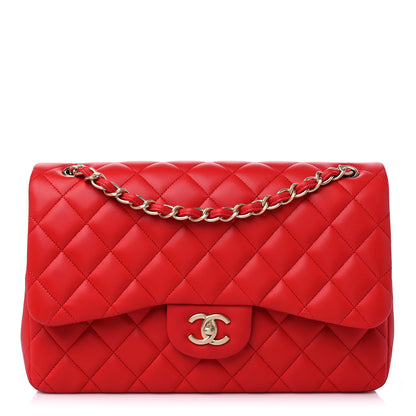 Chanel Lambskin Quilted Jumbo Double Flap Red 1 of 9
