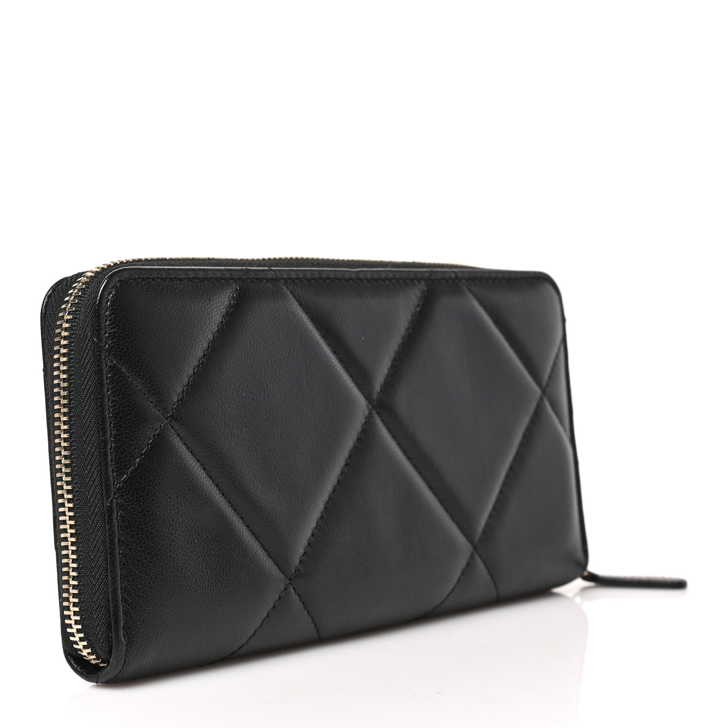 Chanel Lambskin Quilted 19 Long Zipped Around Wallet Black 3 of 7
