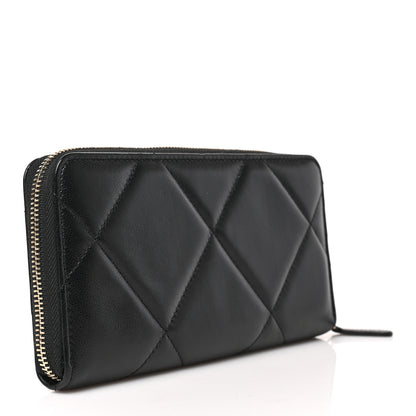 Chanel Lambskin Quilted 19 Long Zipped Around Wallet Black 3 of 7