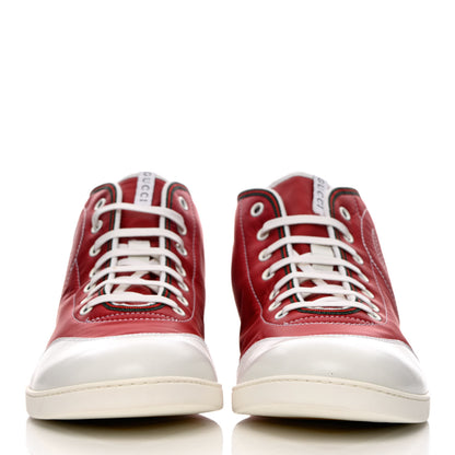 Gucci Nylon Calfskin Mens High Top Sneakers 8.5 Cerise 2 of 11