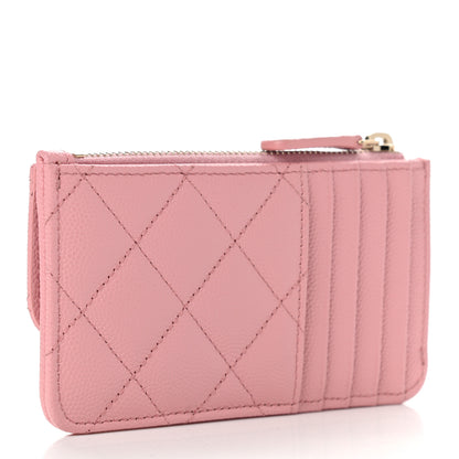 Chanel Caviar Quilted Flap Zip Card Holder Pink 3 of 7