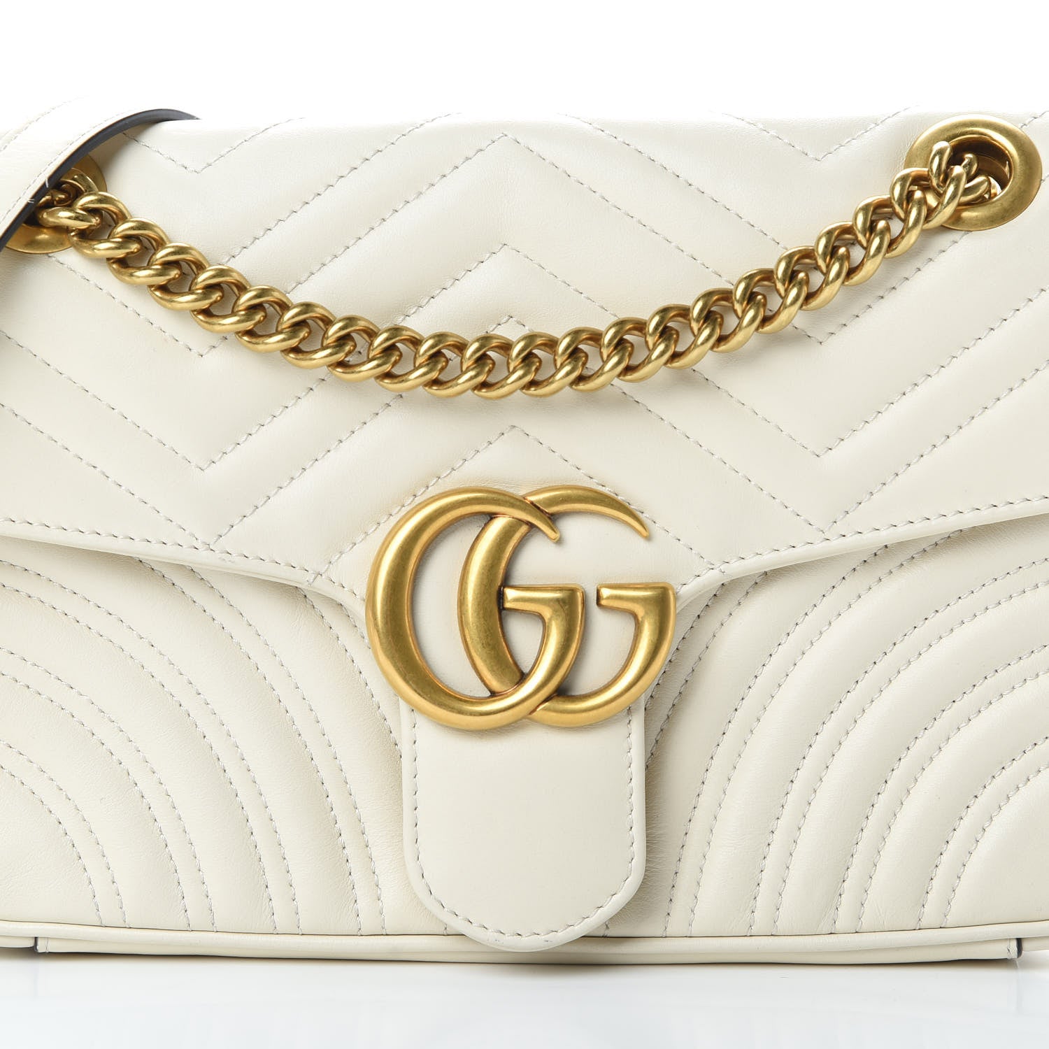 Gucci Calfskin Matelasse Small GG Marmont Shoulder Bag White 9 of 13