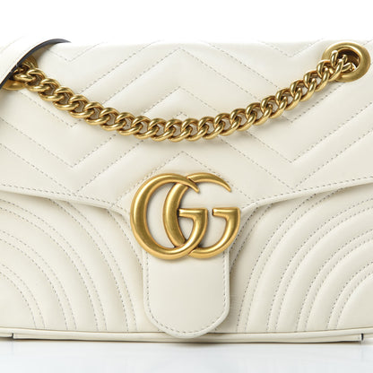 Gucci Calfskin Matelasse Small GG Marmont Shoulder Bag White 9 of 13