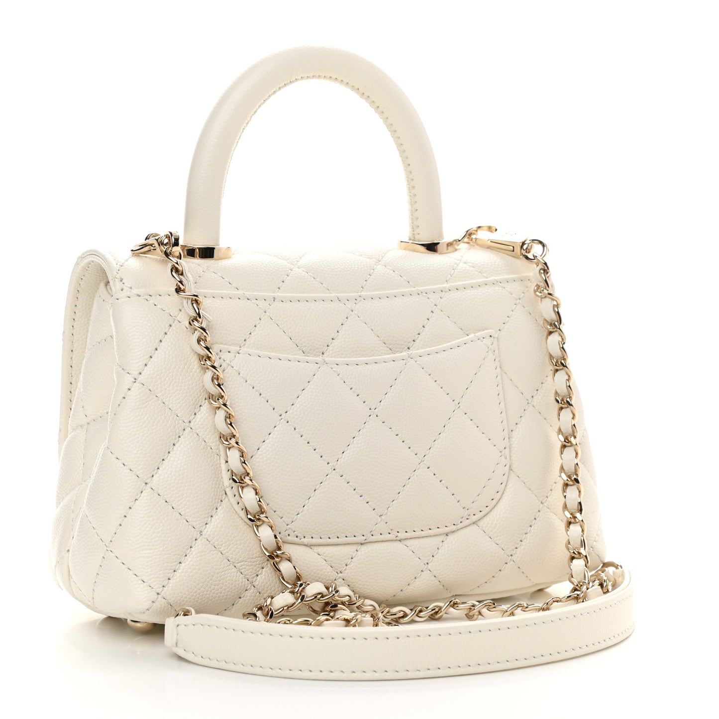 Caviar Quilted Extra Mini Coco Handle Flap White