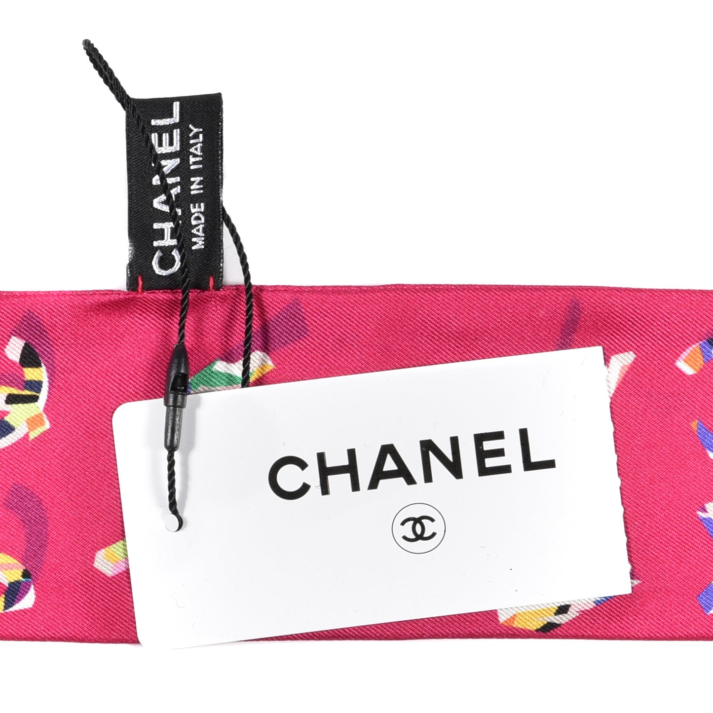 Silk CC Slim Bandeau Scarf Fuchsia Multicolor