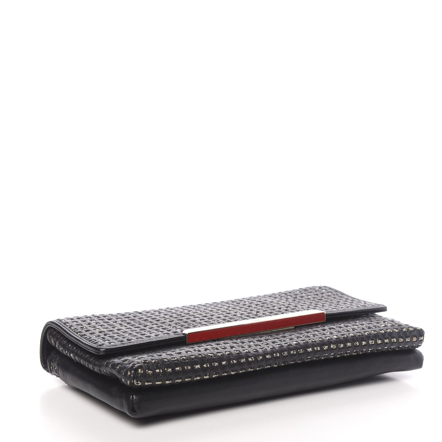 Christian Louboutin Optic Woven Calfskin Rougissime Clutch Black 4 of 10