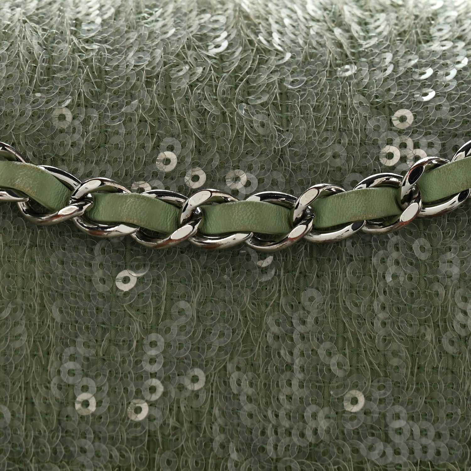 Chanel Sequin Waterfall Flap  Green Light Green Yellow 8 of 11