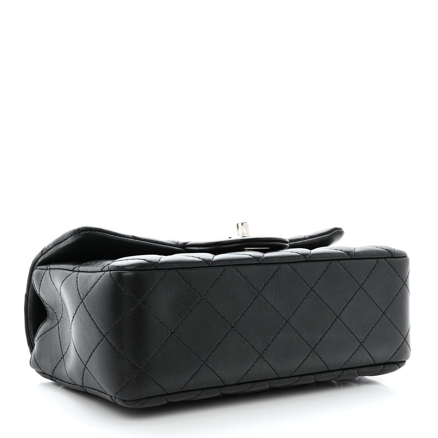 Lambskin Quilted Mini Rectangular Flap Black