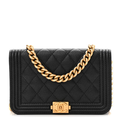 Chanel Caviar Quilted Boy Clutch With Chain Black 1 of 12