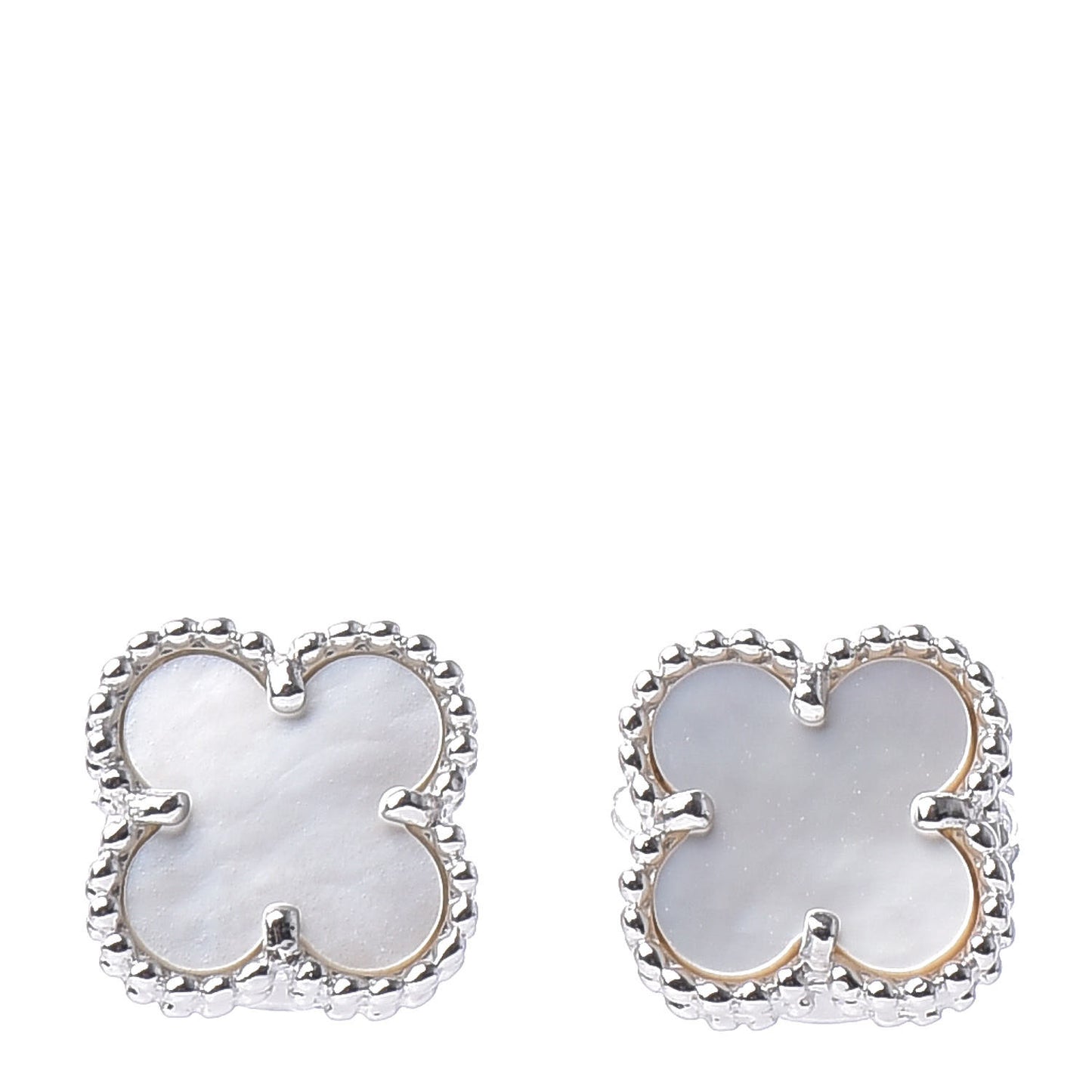 18K White Gold Mother of Pearl Sweet Alhambra Earrings
