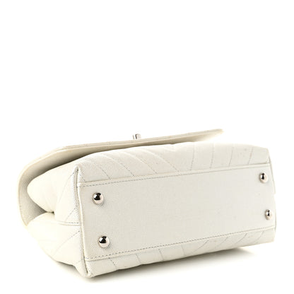 Chanel Iridescent Caviar Chevron Quilted Mini Coco Handle Flap White 4 of 11