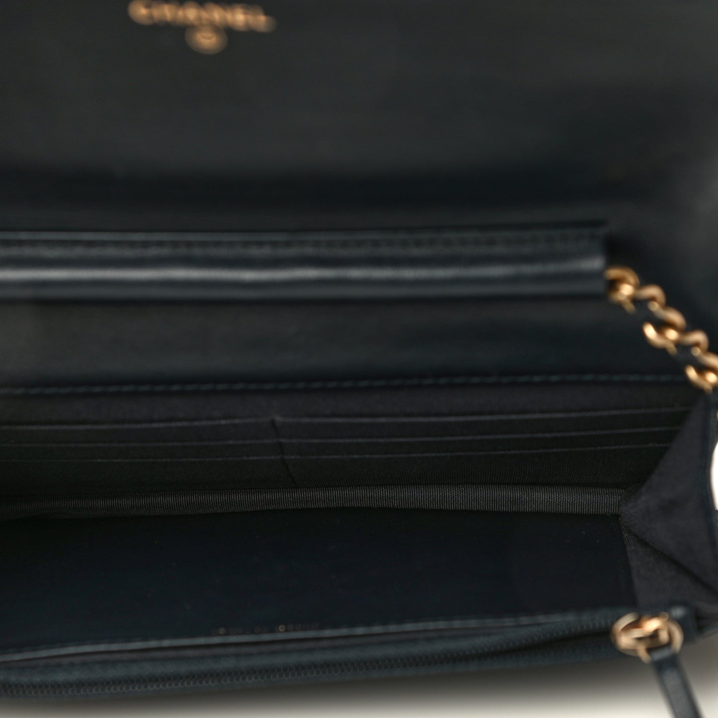 Caviar Quilted Boy Wallet On Chain WOC Navy
