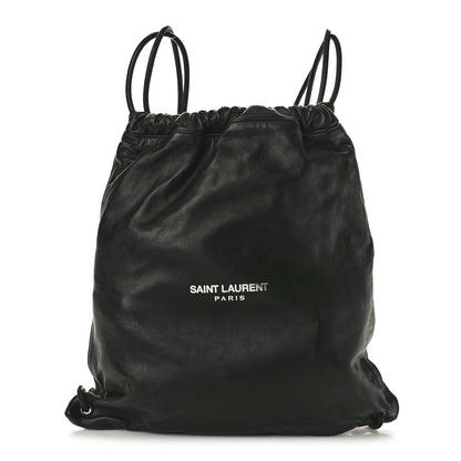 Saint Laurent Lambskin Teddy Drawstring Bag Black 1 of 10