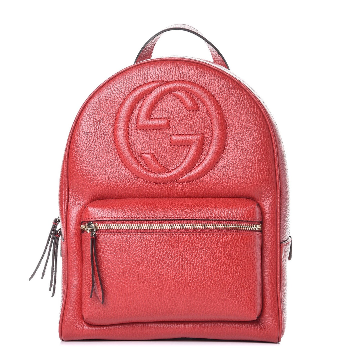 Pebbled Calfskin Soho Chain Backpack Red