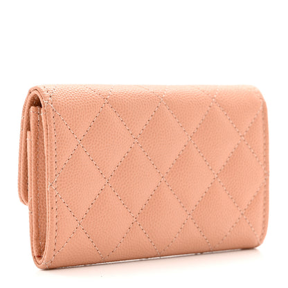 Chanel Caviar Metal Perforated Quilted CC Flap Card Holder Beige 3 of 8