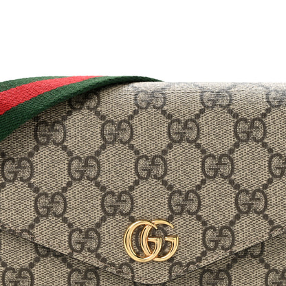 Gucci GG Supreme Monogram Textured Dollar Calfskin Web Mini Ophidia Envelope Shoulder Bag Beige Ebony New Acero 8 of 10