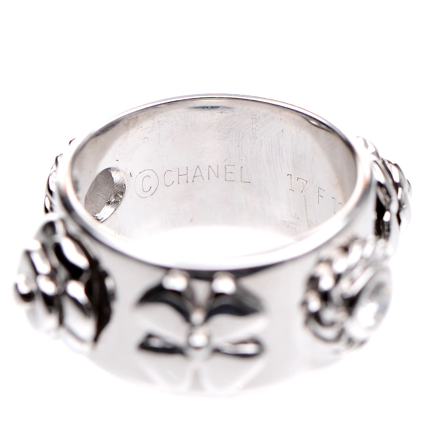 18K White Gold Diamond Camellia Ring 48 4.5