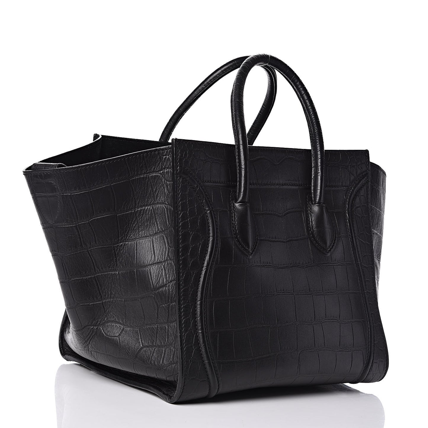 Crocodile Embossed Calfskin Medium Phantom Luggage Black
