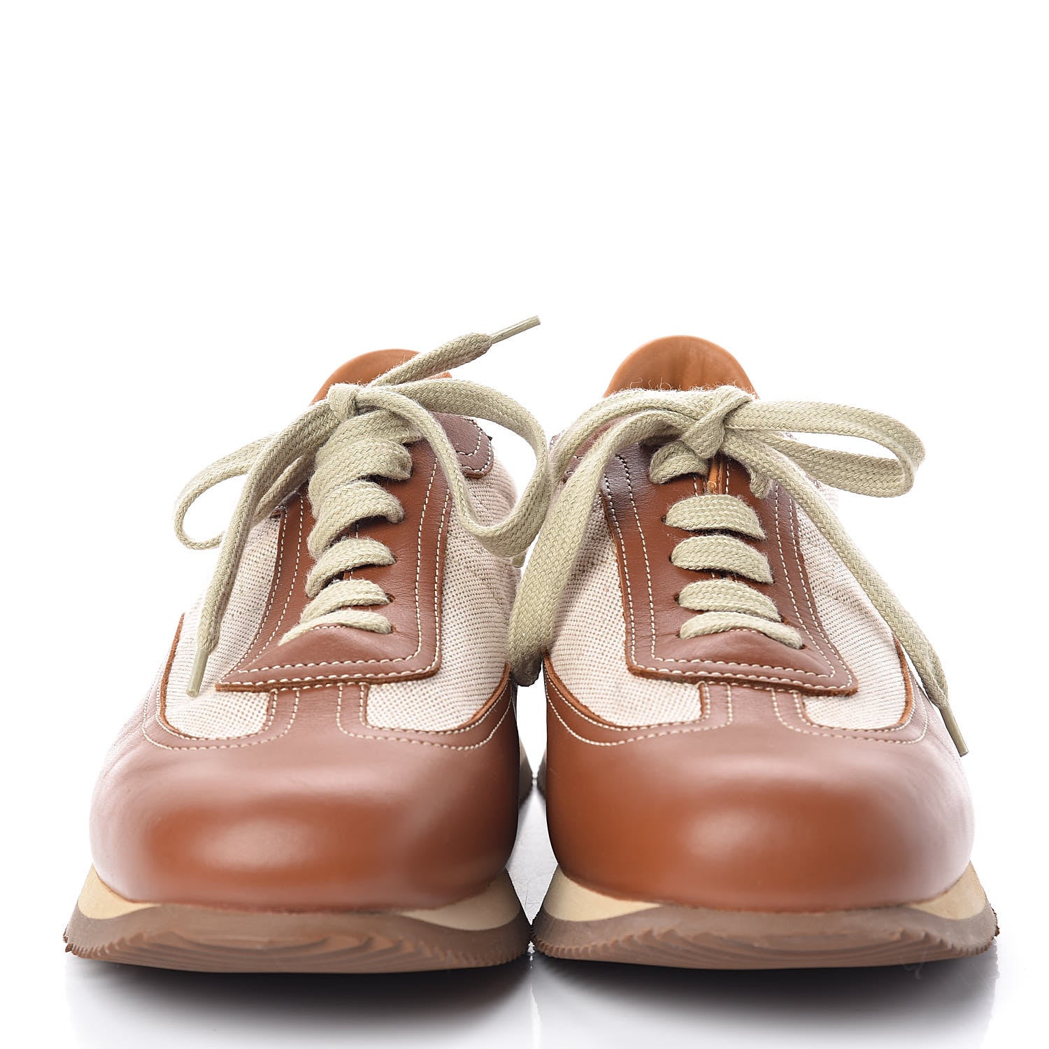 Hermes Calfskin Toile Womens Quick Sneakers 42.5 Gold 2 of 7