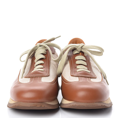 Hermes Calfskin Toile Womens Quick Sneakers 42.5 Gold 2 of 7