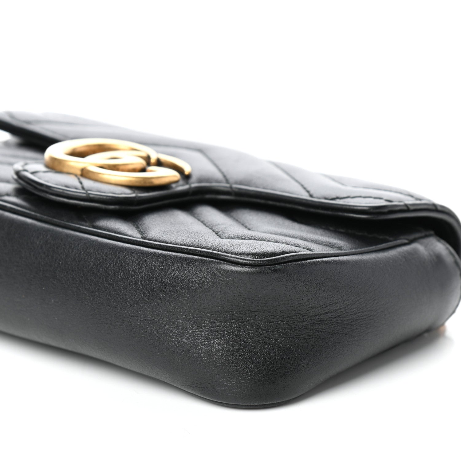 Gucci Calfskin Matelasse Super Mini GG Marmont Shoulder Bag Black 9 of 9