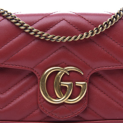Gucci Calfskin Matelasse Super Mini GG Marmont Shoulder Bag Hibiscus Red 9 of 9