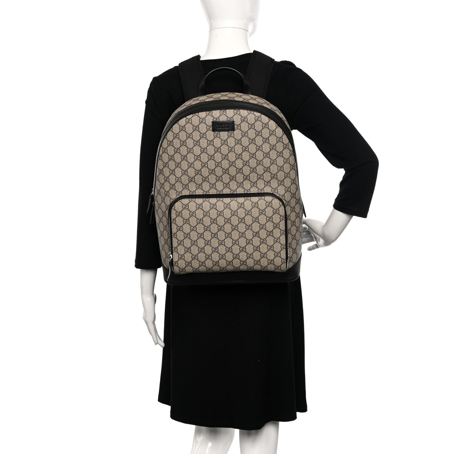 GG Supreme Monogram Medium Backpack Black