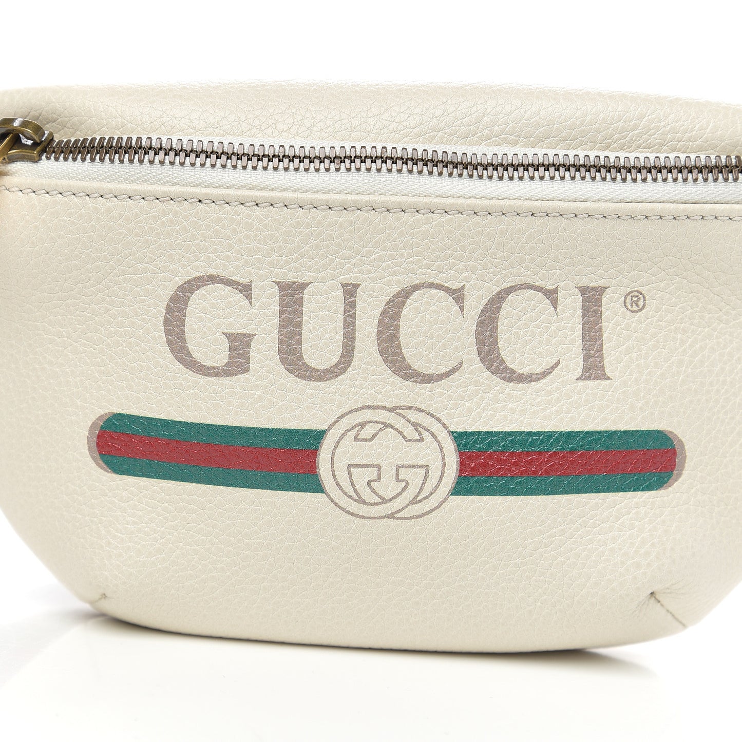 Grained Calfskin Small Logo Belt Bag White