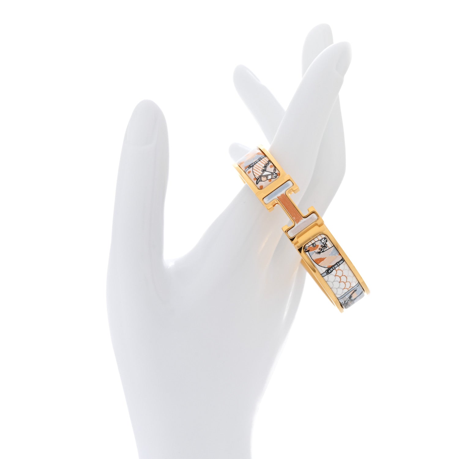 Hermes Enamel Printed Narrow Coloriages et Tenues de Jour Clic Clac H Bracelet PM Solaire 2 of 5