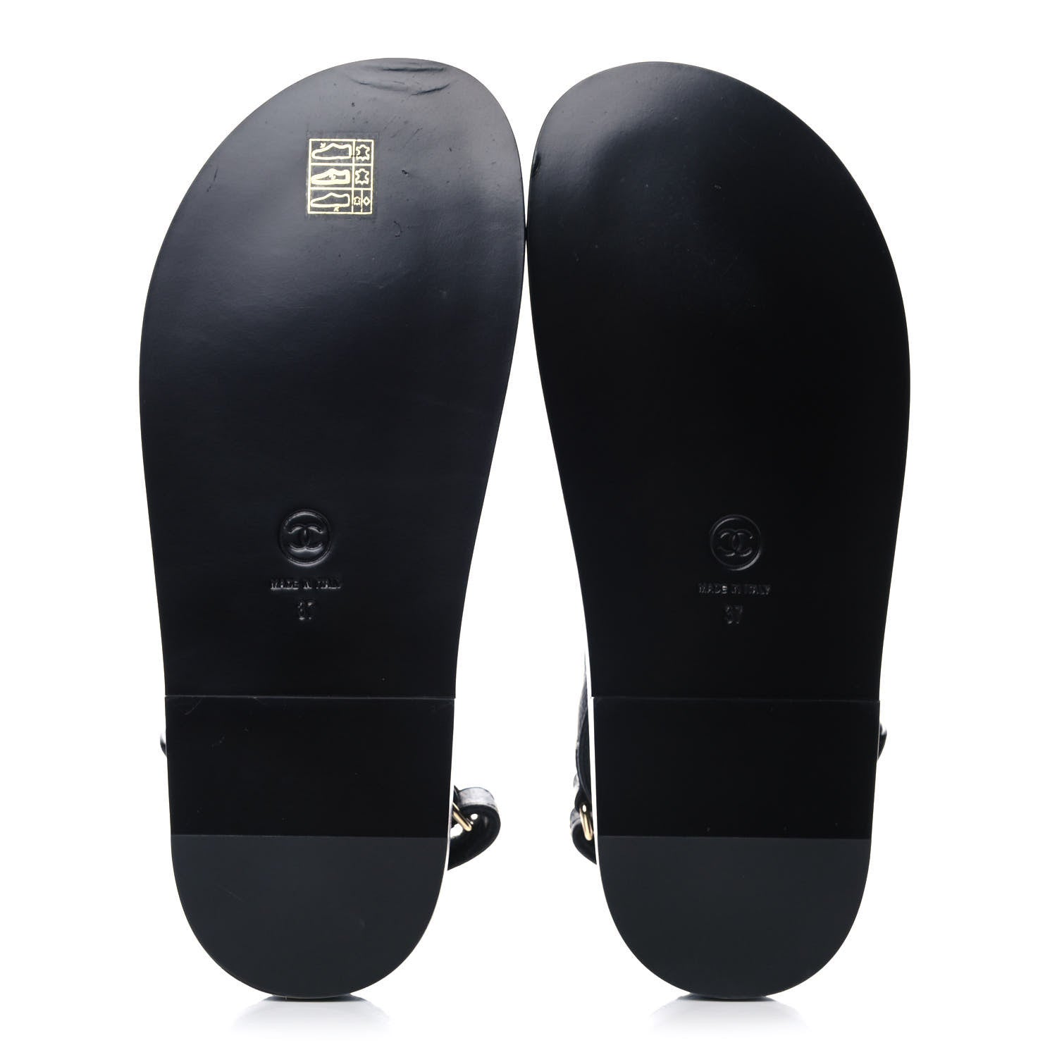Chanel Grained Calfskin Velcro Dad Sandals 37 Black 5 of 9