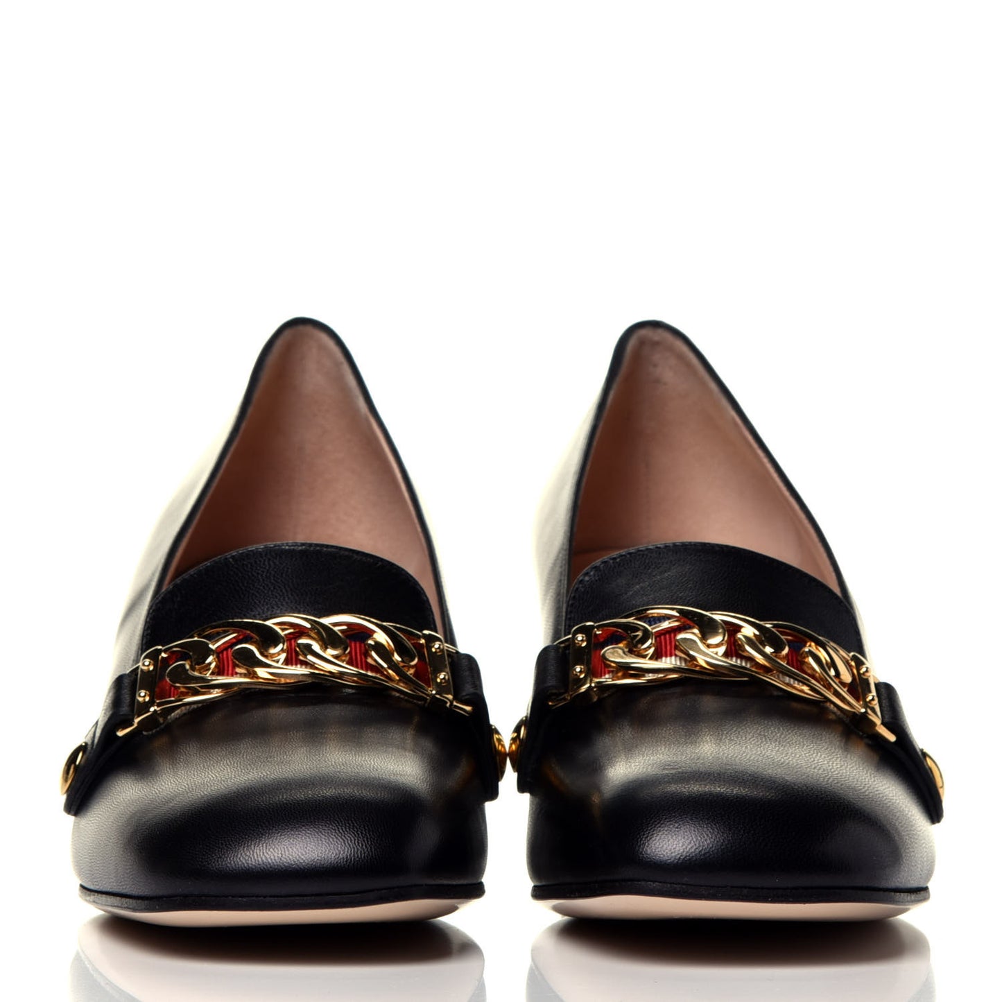 Malaga Kid Sylvie Web Chain Mid Heel Loafers 36.5 Black