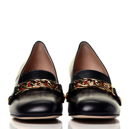 Gucci Malaga Kid Sylvie Web Chain Mid Heel Loafers 36.5 Black 2 of 8
