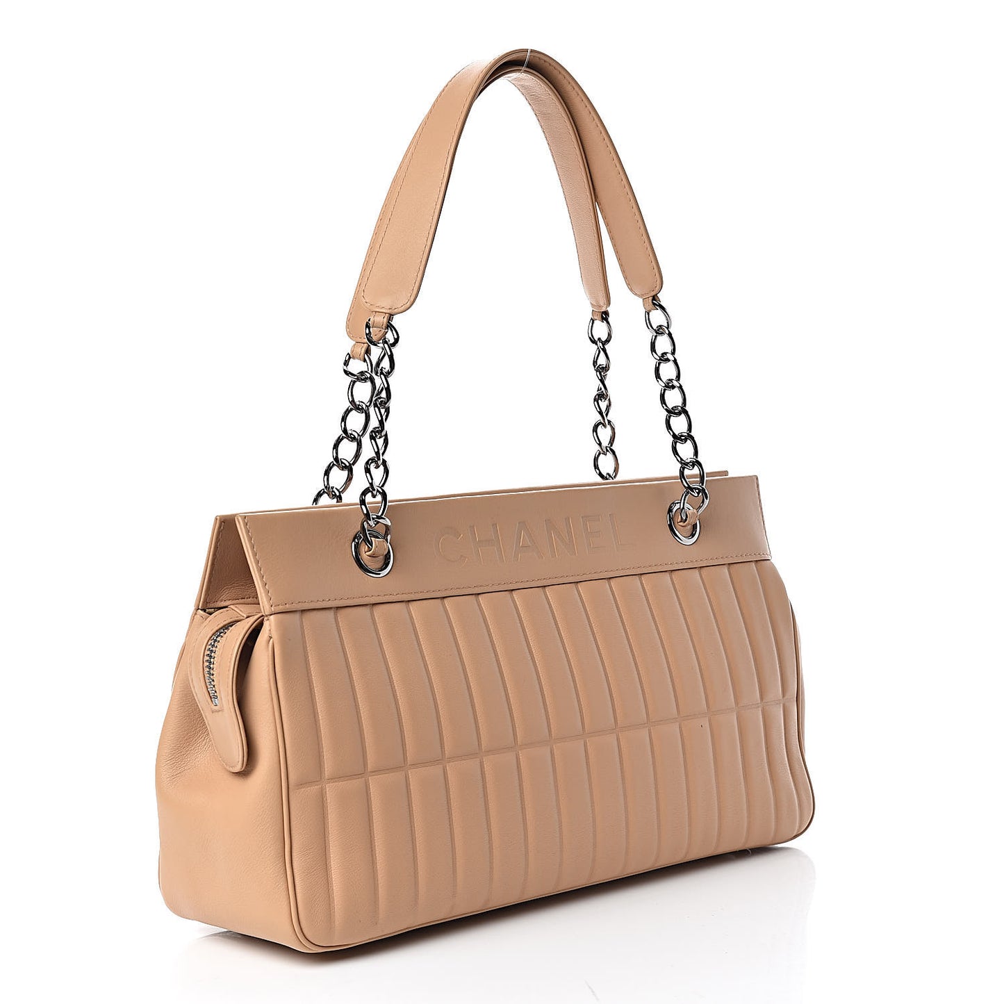 Calfskin Vertical Quilted Lax East West Shoulder Bag Beige