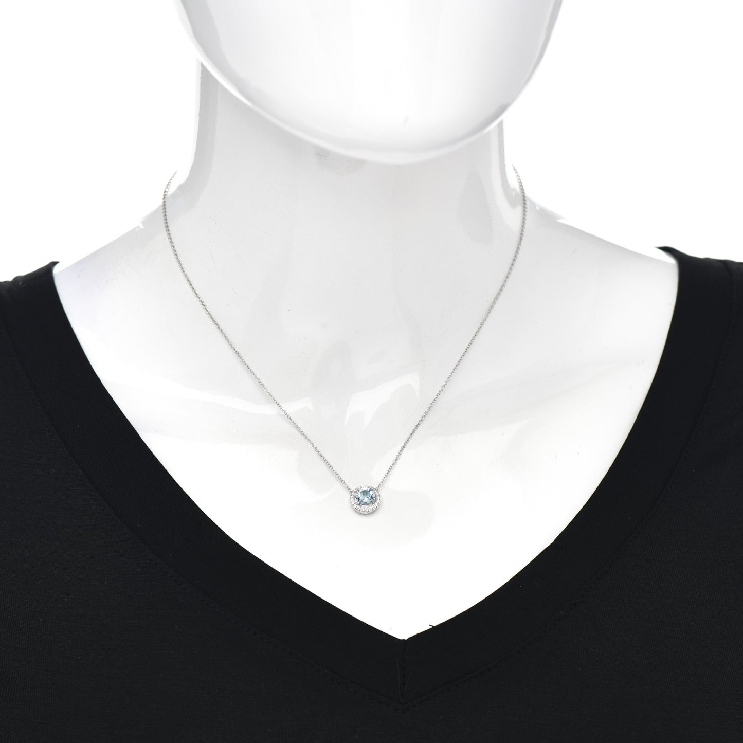 Platinum Diamond Aquamarine Soleste Pendant Necklace