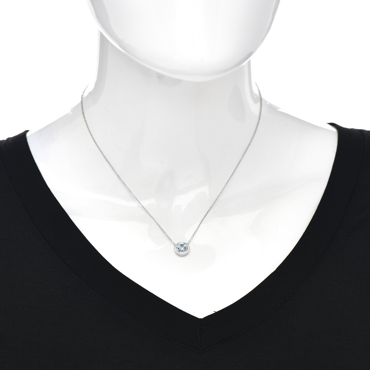 Tiffany Platinum Diamond Aquamarine Soleste Pendant Necklace 2 of 5