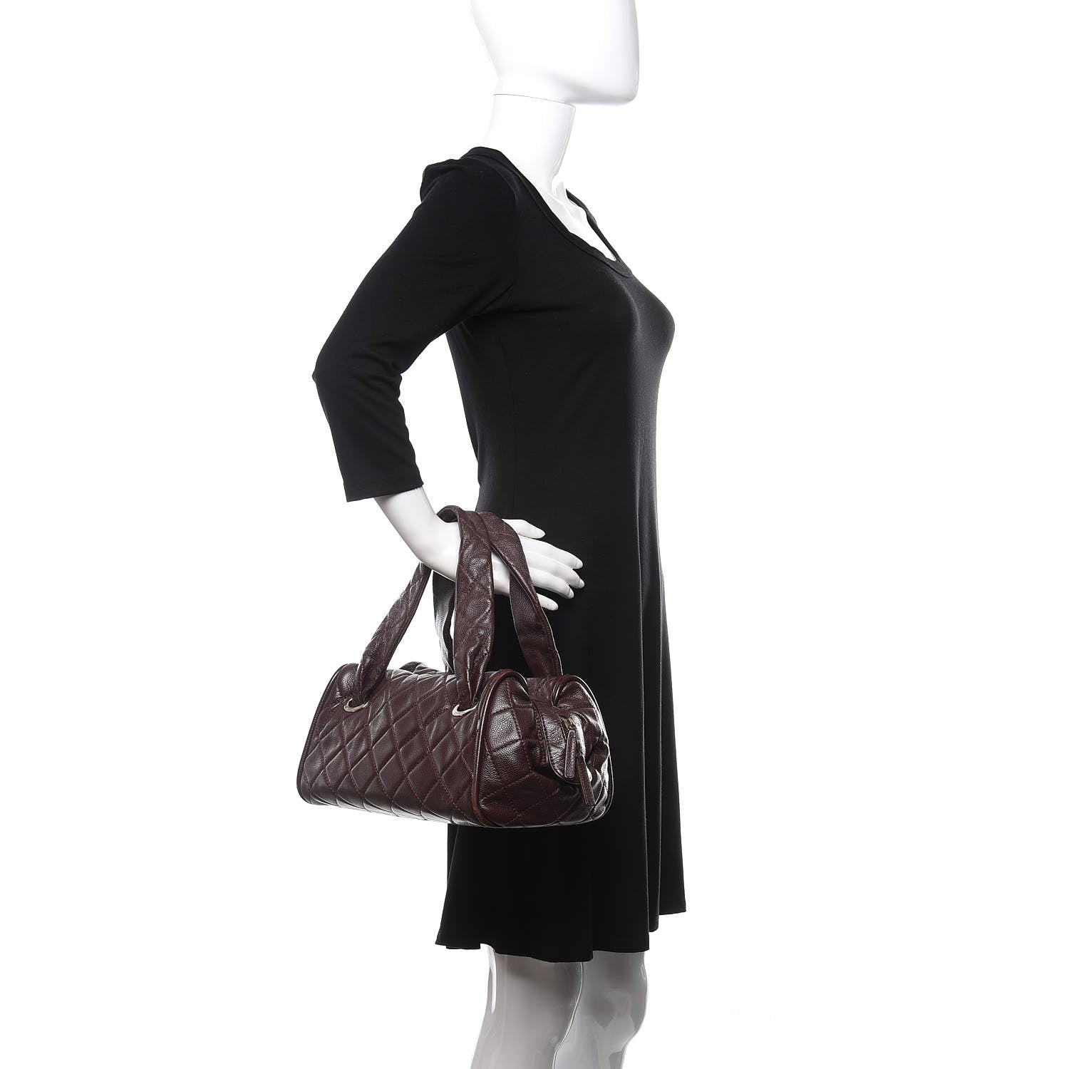 Chanel Caviar Quilted CC Timeless Bowler Burgundy 2 of 14