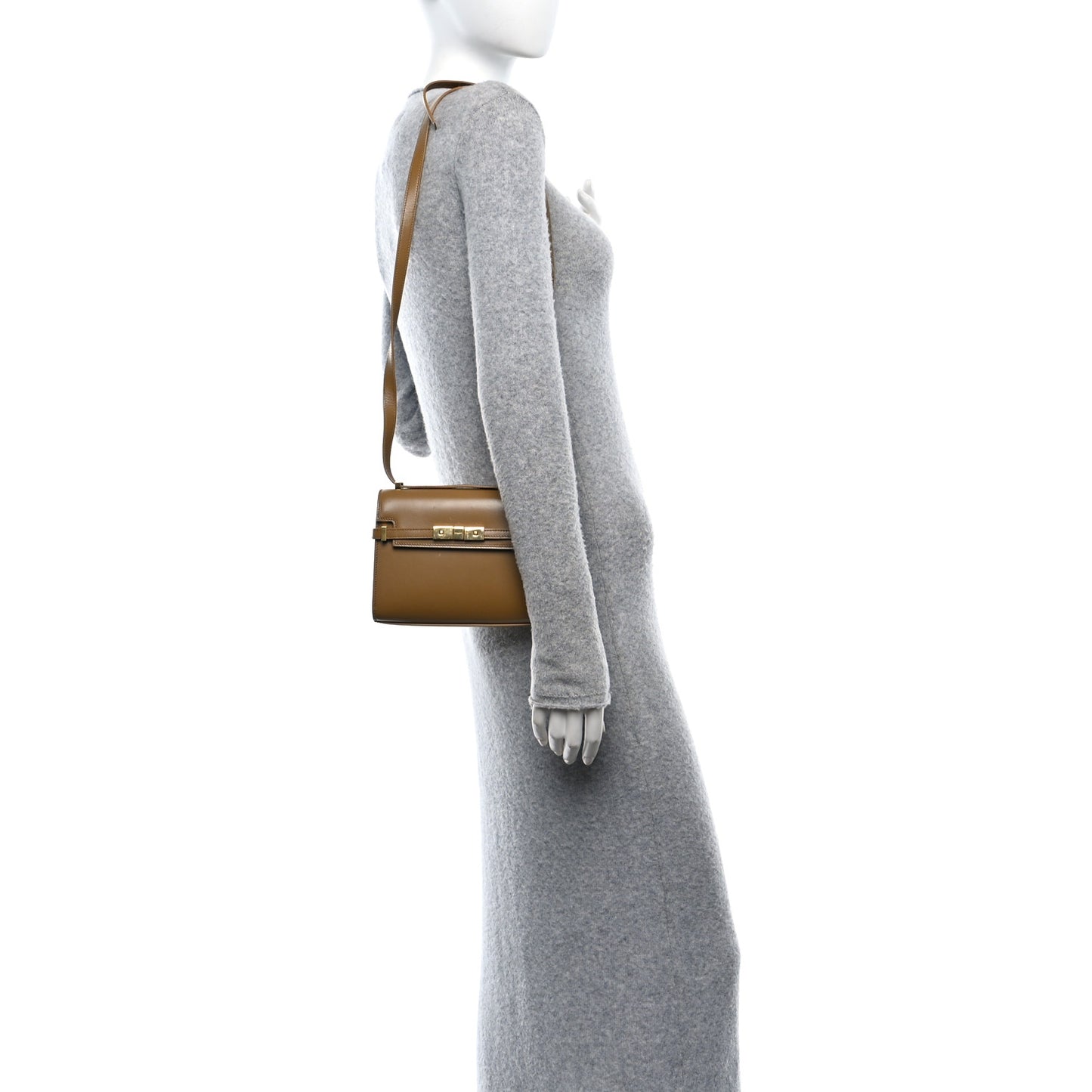 Smooth Calfskin Mini Manhattan Shoulder Bag Tabac Brown