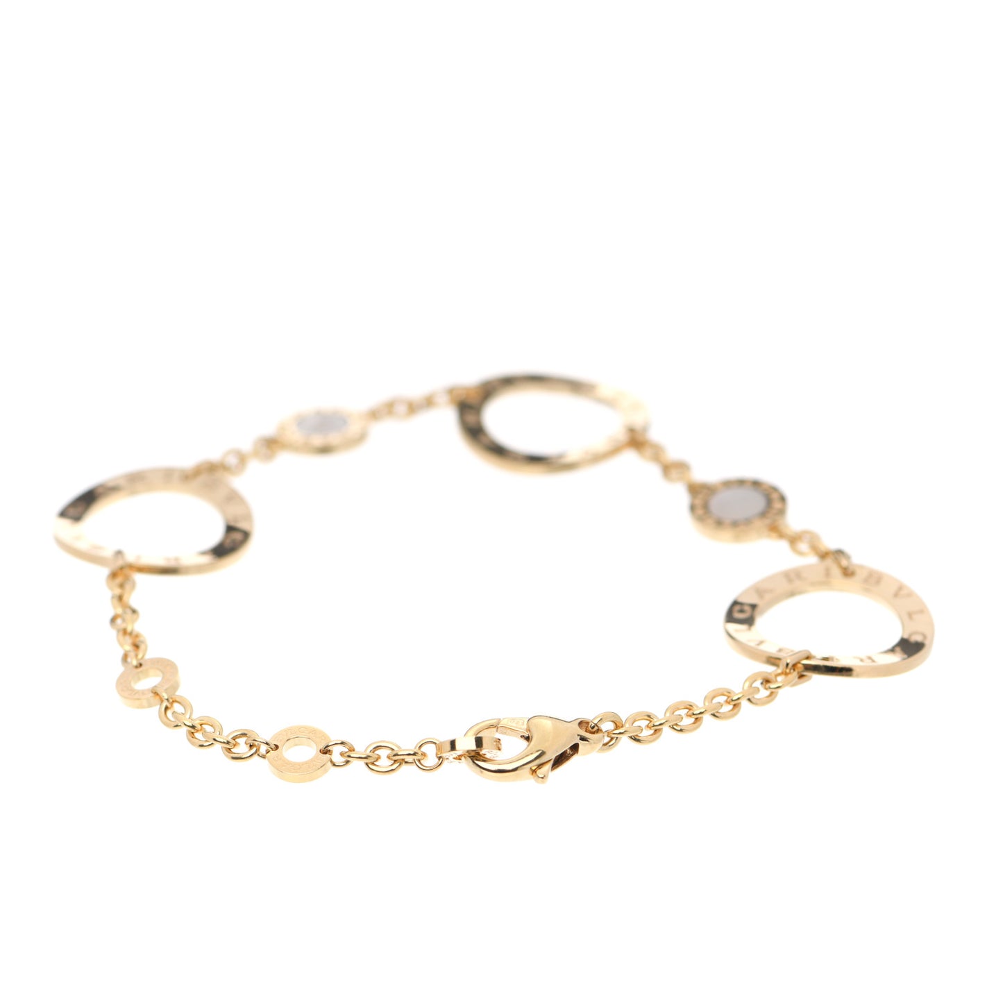 18K Yellow Gold Mother of Pearl Signature Chain Bracelet