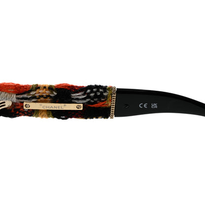 Chanel Acetate Tweed CC Cat Eye Sunglasses C622 Black Orange 6 of 8