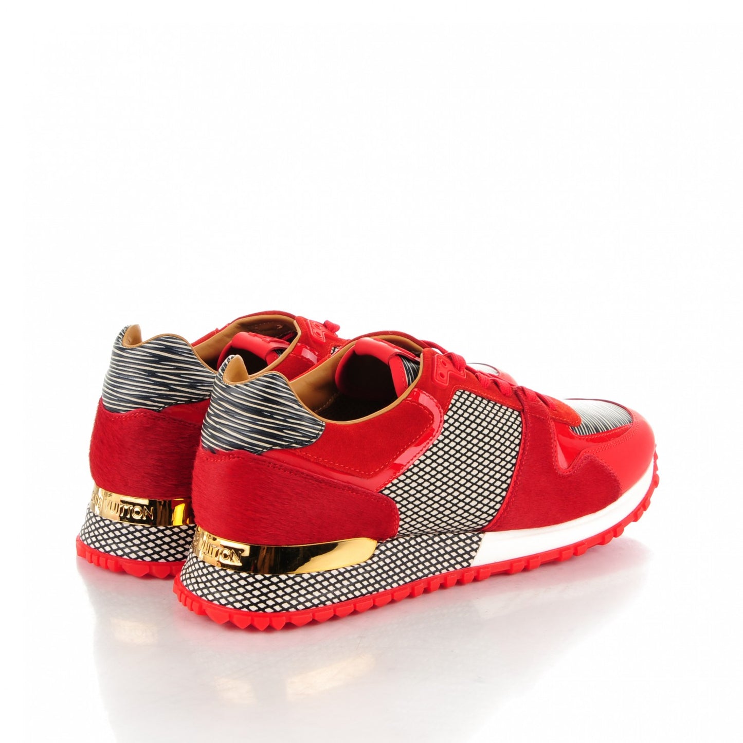 Epi Calfskin Textile Run Away Sneakers 37.5 Rouge