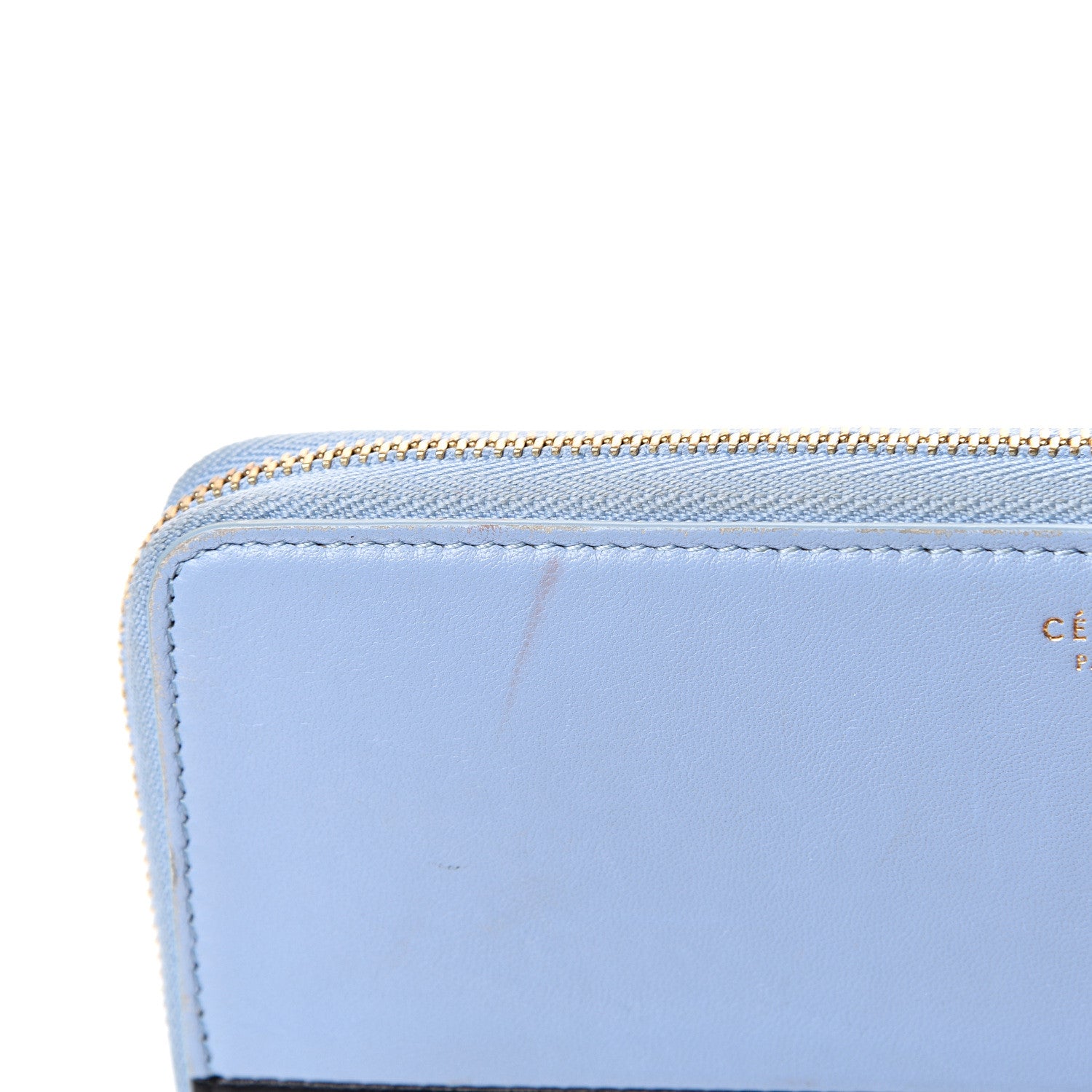 Celine Lambskin Large Zip Around Multifunction Wallet Blue Lavender 9 of 12