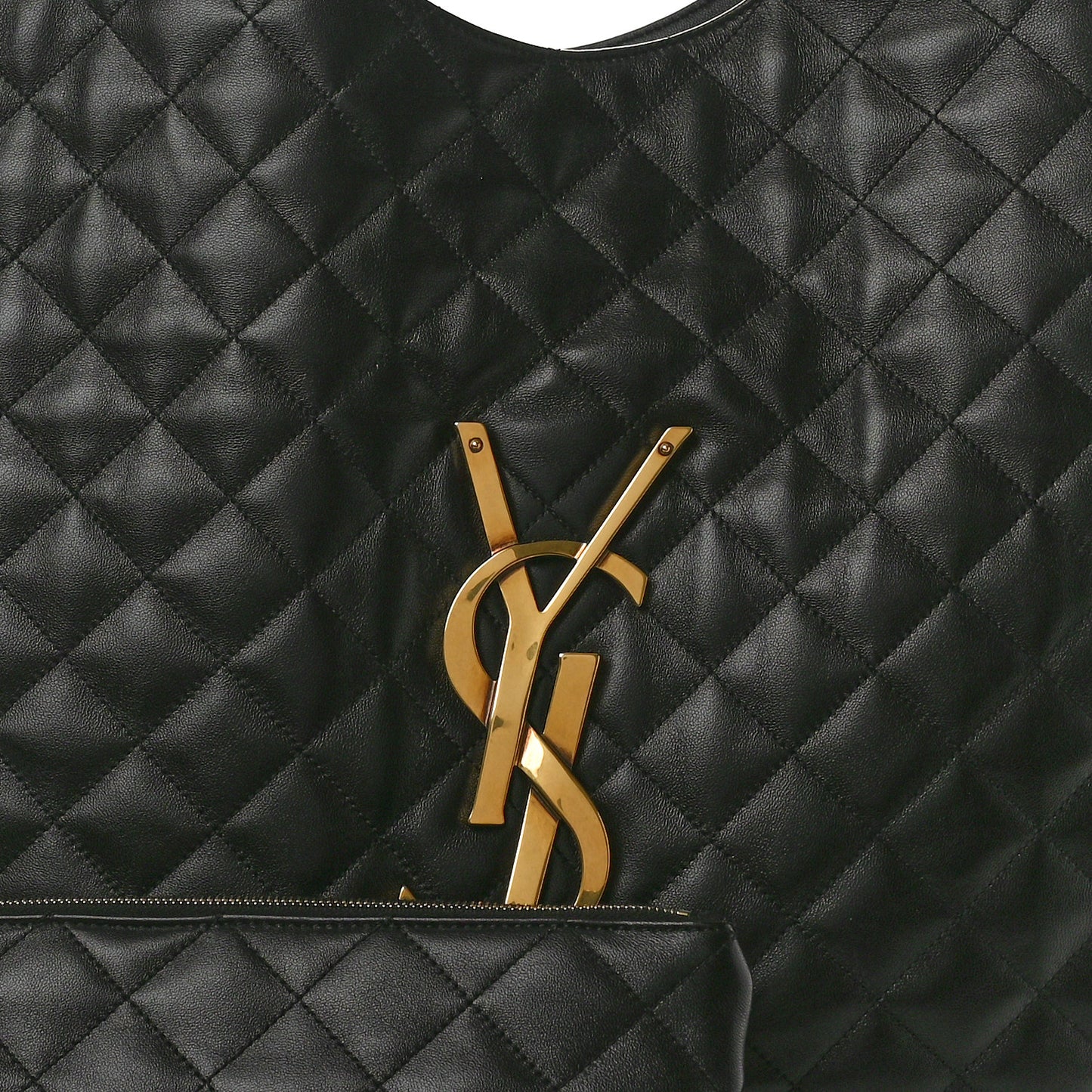 Lambskin Quilted Maxi Icare Shopping Tote Black