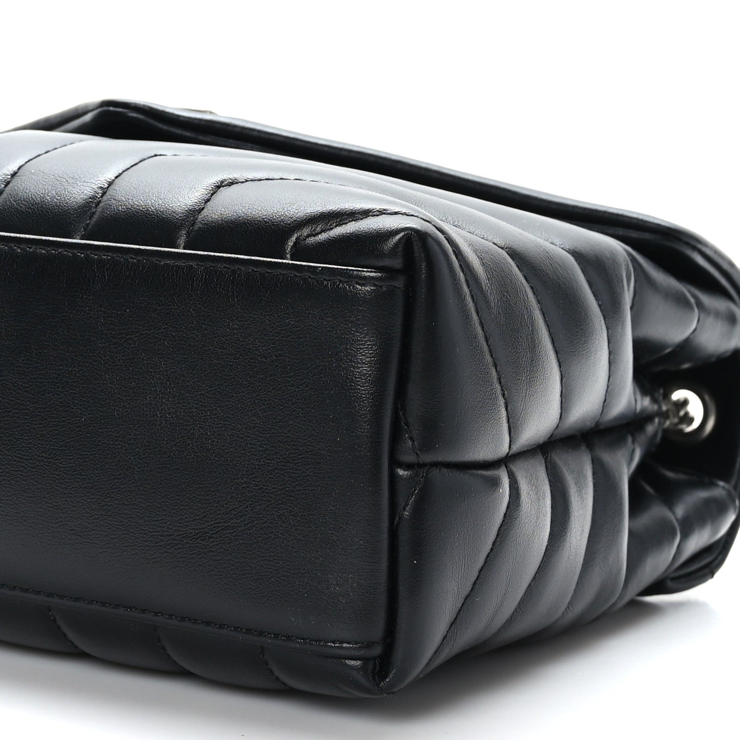 Calfskin Y Quilted Monogram Small Loulou Chain Satchel Black