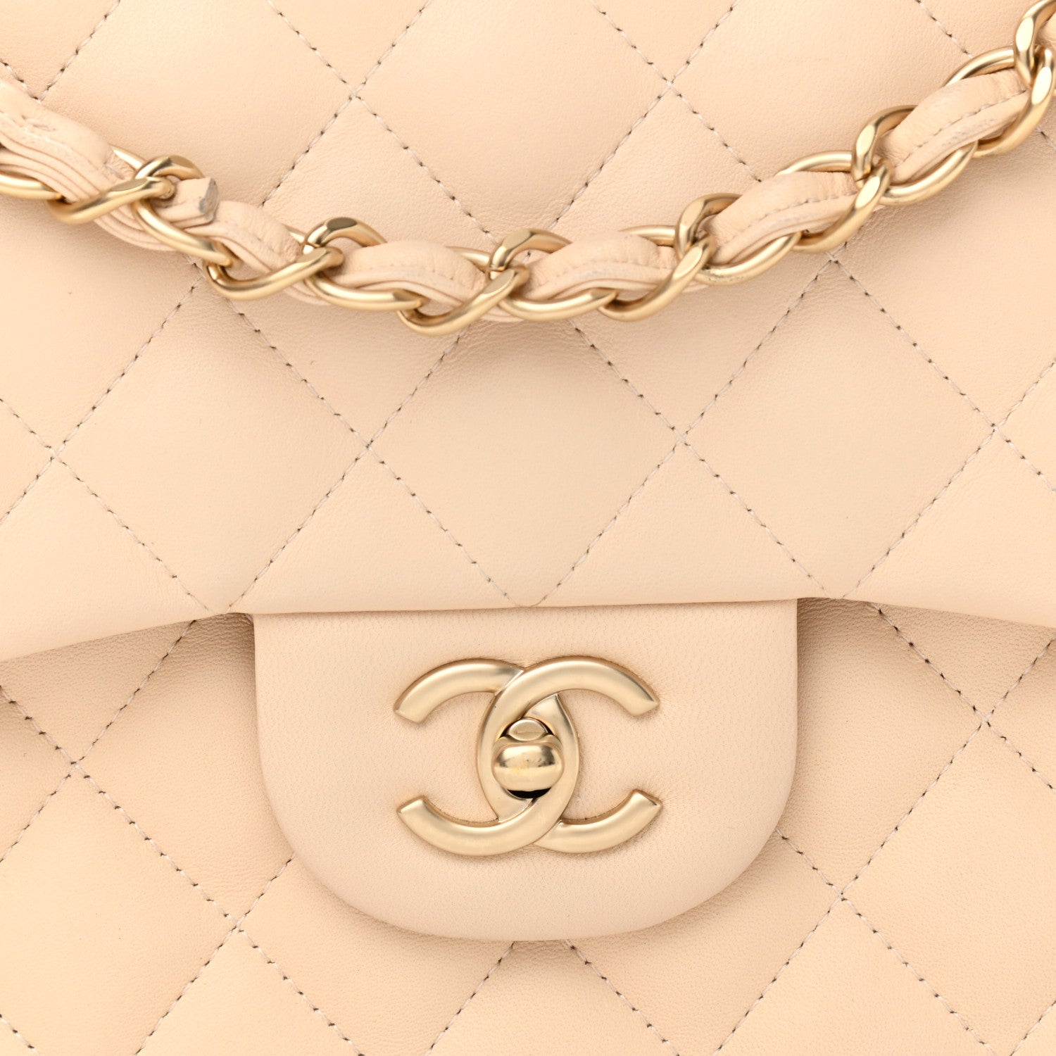 Chanel Lambskin Quilted Jumbo Double Flap Beige Clair 8 of 10