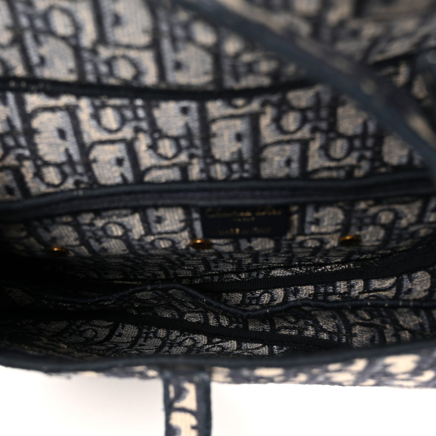 Oblique Embroidered Saddle Bag Blue