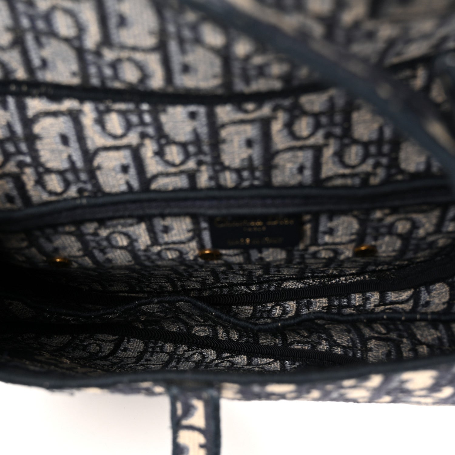 Christian Dior Oblique Embroidered Saddle Bag Blue 5 of 11
