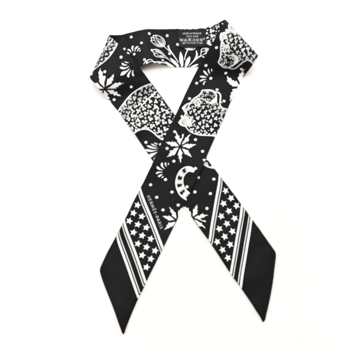 Silk Les Leopards Twilly Black White
